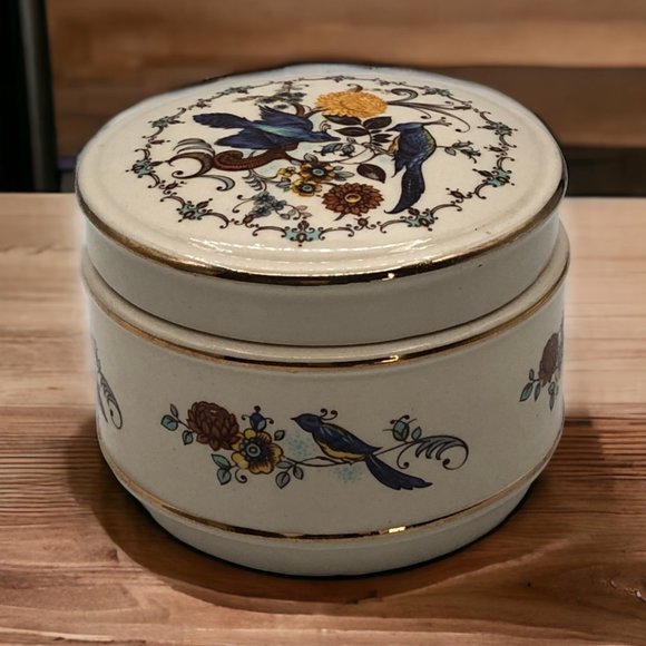 Vintage Sadler England Fine China Trinket Box Birds of Paradise Numbered - Picture 2 of 10